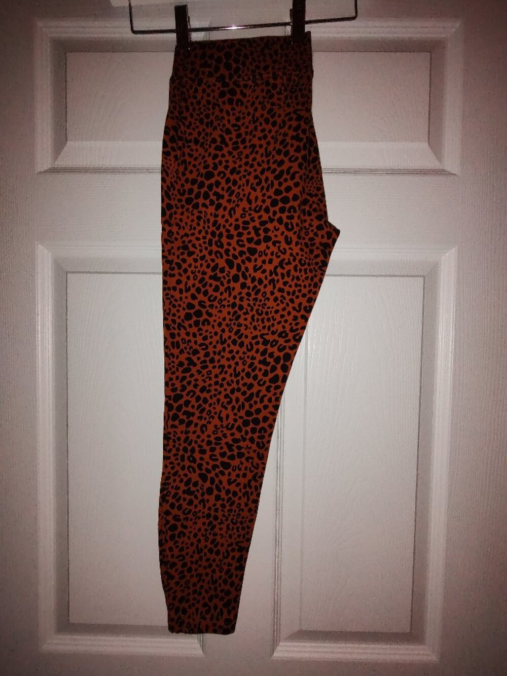 LANDS' END STARFISH LEGGINGS MIDRISE KNIT LEOPARD PATTERN CARAMEL/BLACK S/P 6-8